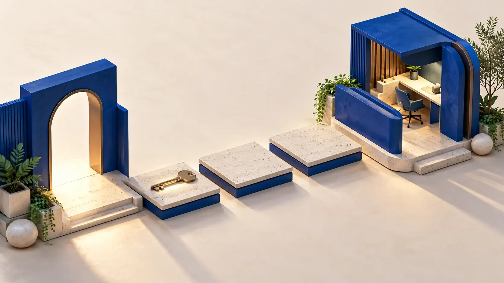 contract developer onboarding: conceptual editorial illustration